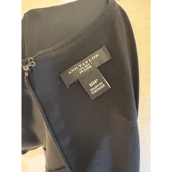 ANN TAYLOR Petite 10P Black Sheath Dress | Midi Stretch Classic Chic - Picture 6 of 7